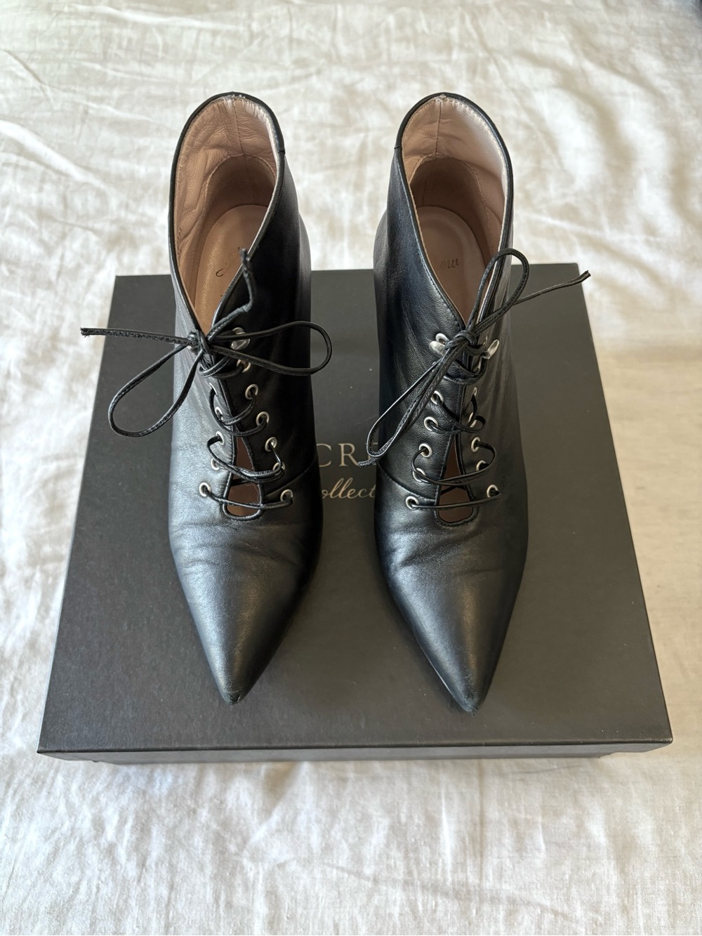 J. Crew Elsie Leather Booties Size 7 Black